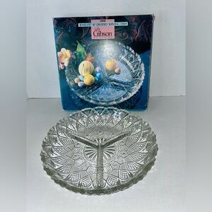 Gibson Designs Crystal Jewelite 8” Divided Serving Dish